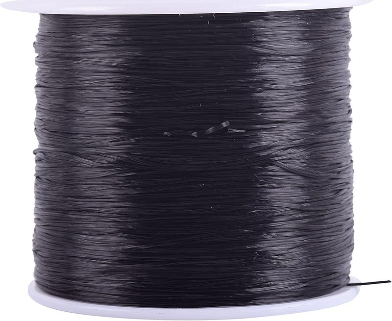 KONMAY 1 Rolls 0.8mm Flat Stretchy Bracelet Strings, 450 Yards Black Crystal Elastic Thread Cord for Jewelry Bracelets Making, Beading, Hair Extension Cord - Image 1